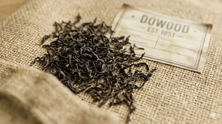 DOWOOD EST 1851 tea leaves on burlap