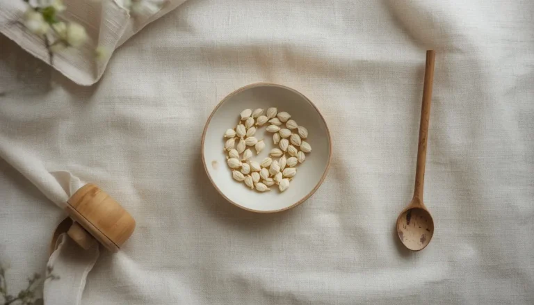 White tea buds in a small bowl with a wooden spoon